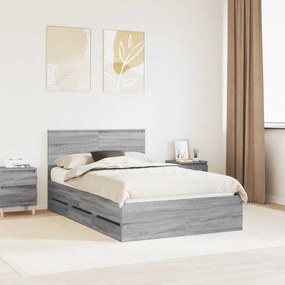 vidaXL Estrutura da Cama com gaveta Cinza Sonoma 120 x 190 cm