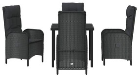 Conjunto de Jantar para Jardim 5 Peças em Rattan Sintético Preto