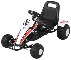 HOMCOM Kart a Pedais para Crianças acima de 3 Anos Carro de Pedais Infantil com Assento Ajustável e Freio de Mão Branco e Preto | Aosom Portugal