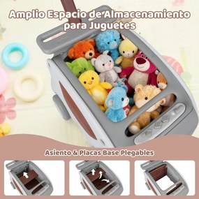 Andador para Bebés Carrinho 2 em 1 para Empurrar e Puxar com Rodas Assento Dobrável e Cinto de Segurança Cinza