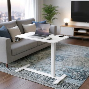 Mesa auxiliar com rodas, ajustável 80 x 45 x (65-102) cm branco