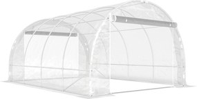 Outsunny Estufa tipo polytunnel, estufa walk-in com estrutura em aço galvanizado e cobertura de PE resistente aos UV, transparente | Aosom Portugal