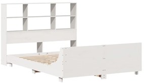 Cama sem colchão 140x200 cm madeira de pinho maciça branco