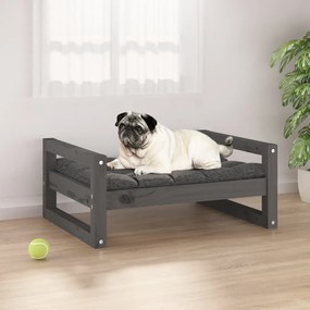 Cama para cães 65,5x50,5x28 cm madeira de pinho maciça cinzento