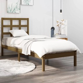 vidaXL Estrutura cama pequena solteiro 75x190 cm madeira castanho mel