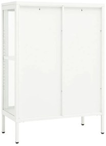 Aparador 75x35x105 cm vidro e aço branco