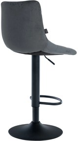Conjunto de 2 bancos de bar Jerry em veludo com estrutura preta 87-108,5 x 43 x 46,5 cm Cinzento escuro