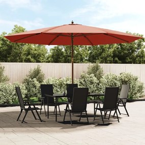 Guarda-sol de jardim com poste de madeira 400x273 cm terracota