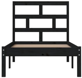 Estrutura cama pequena solteiro 75x190 cm madeira maciça preto