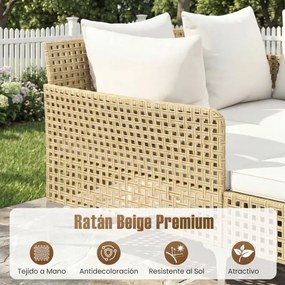 Espreguiçadeira cama dupla de rattan para jardim, para 2 pessoas, com almofadas de assento e encosto e estrutura metálica, para jardim, piscina e terr