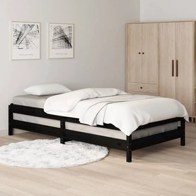 Cama empilhável 90 x 190 cm madeira de pinho maciça preto