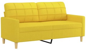 3 pcs conjunto de sofás com almofadões tecido amarelo-claro