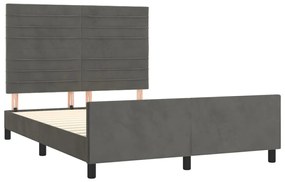 Estrutura de cama sem colchão 140x200 cm veludo cinzento-escuro