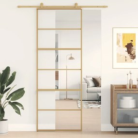 Porta deslizante 76x205 cm vidro ESG/alumÃnio dourado