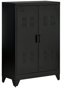 Armário de Metal de Armazenamento com Dupla Porta 2 Prateleiras com Altura Ajustável Armário para Escritório 75x33x110cm Preto