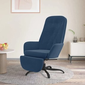 vidaXL Cadeira de descanso com apoio de pés veludo azul