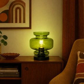 Candeeiro de Mesa Retro Preto com Vidro Verde - Denise