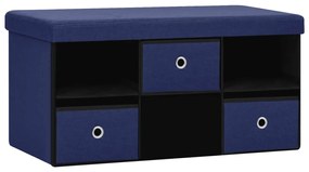 Banco de arrumação dobrável 76x38x38 cm linho falso azul