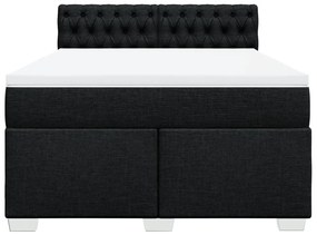 Cama com molas/colchão 140x200 cm tecido preto