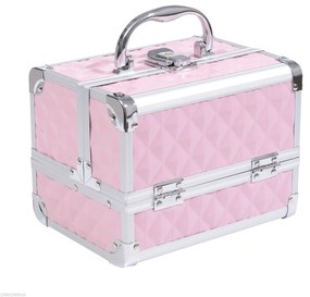 HOMCOM Estojo de Maquilhagem Organizador Cosméticos Profissional 20x15x15cm rosa