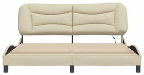 Estrutura de cama com LED sem colchão 180x200 cm tecido creme