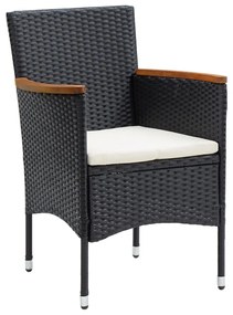 5 pcs conjunto de jantar p/ jardim c/ almofadões preto