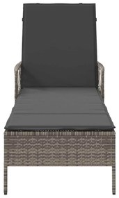 Espreguiçadeira Cinza e cinza escuro Vime PE 157 x 55 x 92 cm