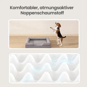 Cama ortopédica para cães L 89 x 63 x 16 cm, capa removível, bordas mais altas, antiderrapante, lavável, cama para animais de estimação, cinzento clar