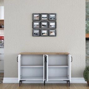 Armário Multiusos JE162 – Branco e Nogal – 120x78,6x40 cm
