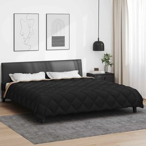 vidaXL Edredom de Inverno Preto e Taupe 240 x 200 cm Microfibra
