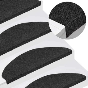 vidaXL Tapetes de escada adesivos 20 pcs 65x22,5x3,5 cm preto