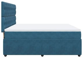 Cama com molas/colchão 180x200 cm veludo azul-escuro