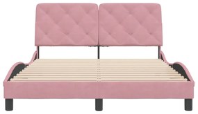 Estrutura de cama c/ cabeceira 120x200 cm veludo rosa
