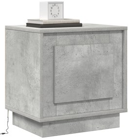 Criado-mudo com Luzes LED Cinza Betão 44x34,5x45 cm