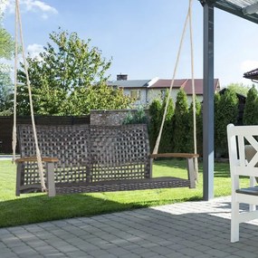 Banco de Baloiço Exterior com 2 Lugares PE Rattan Swing para Varanda Pátio Jardim Terraço 131 x 68 x 54 cm Castanhotico Veranda Patio Jardín Balcón 13