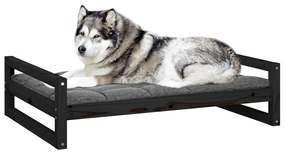 Cama para cães 105,5x75,5x28 cm madeira de pinho maciça preto