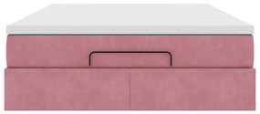 Estrutura de cama otomana com colchão 140x200 cm veludo rosa