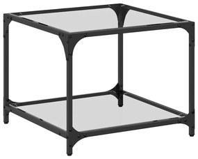 Mesa de centro c/ topo em vidro transparente 50x50x40 cm aço