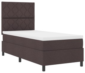 Cama Box Spring com Colchão Marrom Escuro Solteiro Tecido