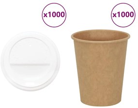 vidaXL Copos de café de papel com tampas 1000 pcs 8oz 200ml