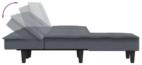 Sofá-cama em forma de L 255x140x70 cm veludo cinzento-escuro