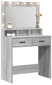 Mesa de Maquiagem vidaXL com Luzes LED Cinza Sonoma 79x41x135 cm