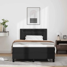 vidaXL Cama Box com colchão Preto 120 x 190 cm Couro sintético