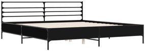 Estrutura de cama 200x200 cm derivados de madeira/metal preto