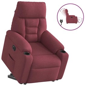 vidaXL Poltrona reclinável elevatória elétrica tecido vermelho-tinto
