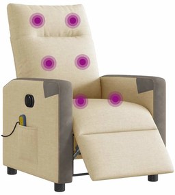 Poltrona de massagens reclinável elétrica tecido creme