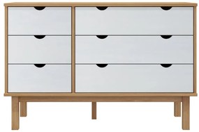 Armário de gavetas OTTA pinho maciço castanho/branco