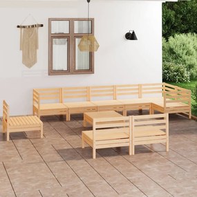 10 pcs conjunto lounge de jardim pinho maciço