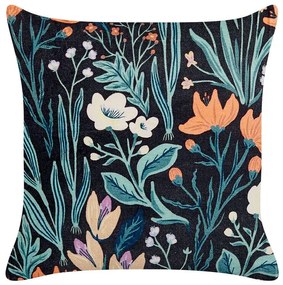 Almofada decorativa padrão floral em veludo verde e preto 45 x 45 cm OSMUNDA Beliani