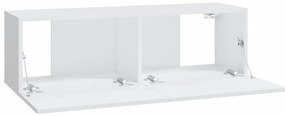 Armários TV parede 2pcs 100x30x30 cm derivados madeira branco